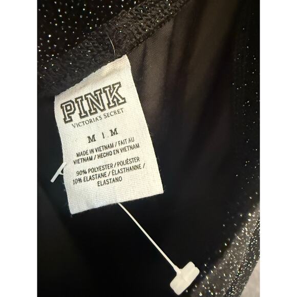 Victoria’s Secret PINK Black Shimmer Glitter Velour Sparkle Leggings Medium NWT - Picture 5 of 10